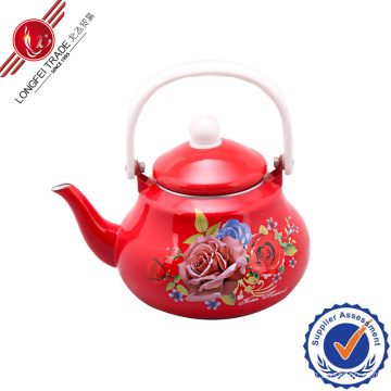 Red Enamel Teekanne mit Bakelit Griff